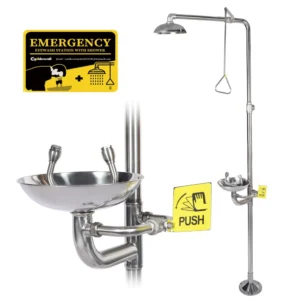 وحدة غسيل العيون والاستحمام في حالات الطوارئ استيل Emergency Eye Wash and Shower Unit Steel