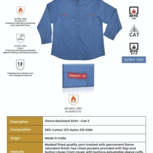 قميص ازرق مقاوم للهب cal 8 ماركة كات تو CAT 2