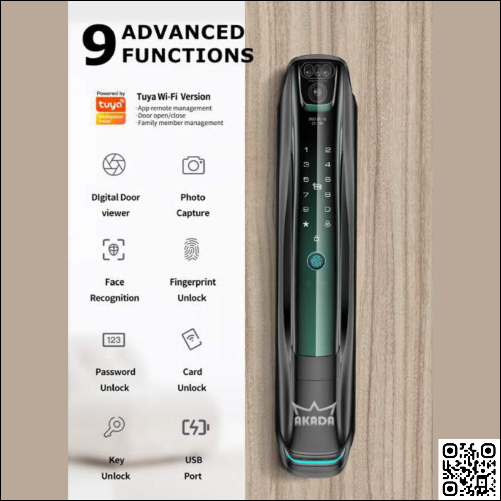 قفل باب ذكي | بصمه وجه | AKADA