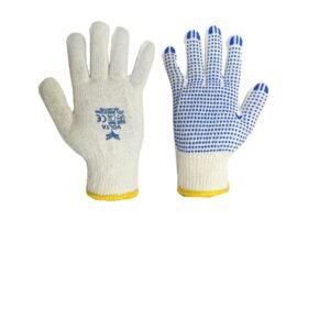 قفازات قطن منقطة من البولي فينيل كلورايد من جانب واحد_ماركة فولتا