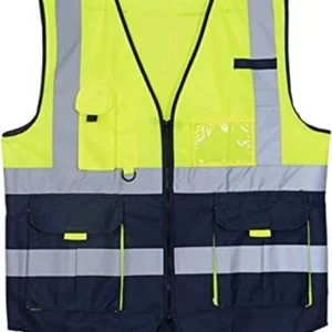 سترة سلامة فسفوري اسود مع عاكس - مهندسين